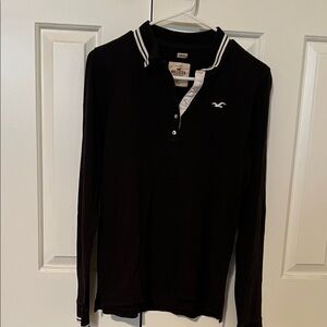 Hollister Black Polo with White Trim